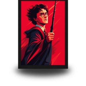 Harry Potter Wand Poster Frame | Bold Red Wall Art
