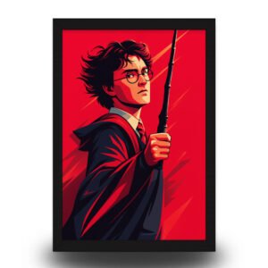 Harry Potter Wand Poster Frame | Bold Red Wall Art