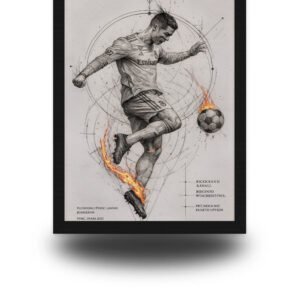Cristiano Ronaldo Poster Frame | Artistic Sketch Football Wall Art