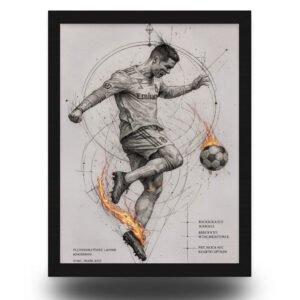 Cristiano Ronaldo Poster Frame | Artistic Sketch Football Wall Art